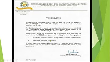ICSE CLASS 10 AND ICS CLASS 12 BOARD EXAM 2021 I OFFICIAL ANNOUNCEMENT
