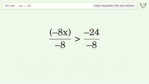 Solving Linear Inequalities: -8x is Smaller Than -24