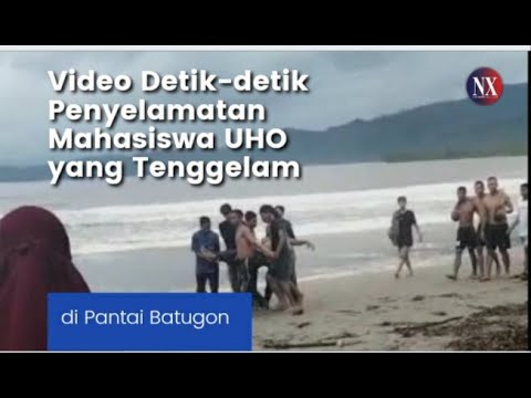 Video Detik-detik Penyelamatan Mahasiswa UHO Tenggelam di Pantai Batugong