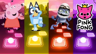 Peppa Pig 🆚 Bluey 🆚 Crazy Frog 🆚 Pinkfong | Who Is Win 🏆🏅| Tiles Hop EDM Rush |