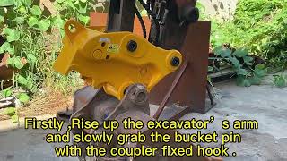 Changing excavator bucket with a JIANGTU quick hitch