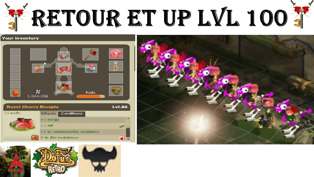 Dofus retro #45:Retour de Dof Elf team /UP 100 🗝️ DONJON Rat Noir🗝️