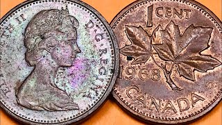 1968 Canada One Cent Maple Leaf Reverse