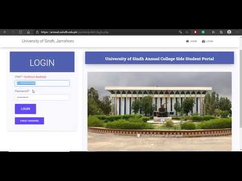 Student tutorial of e-portal to apply for University of Sindh Annual Collège AD programs.