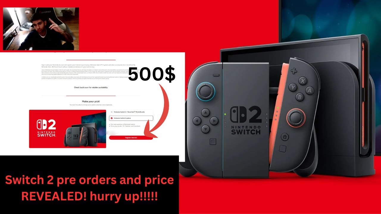 Nintendo switch 2 price and pre order revealed! - YouTube
