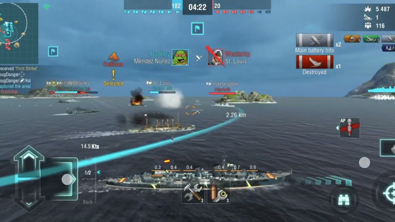 World of warship Blitz Mendez Nunez (centre control) Arena gameplay !!