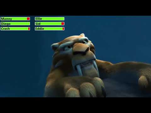 Ice Age: The Meltdown (2006) Cliff Scene with healthbars