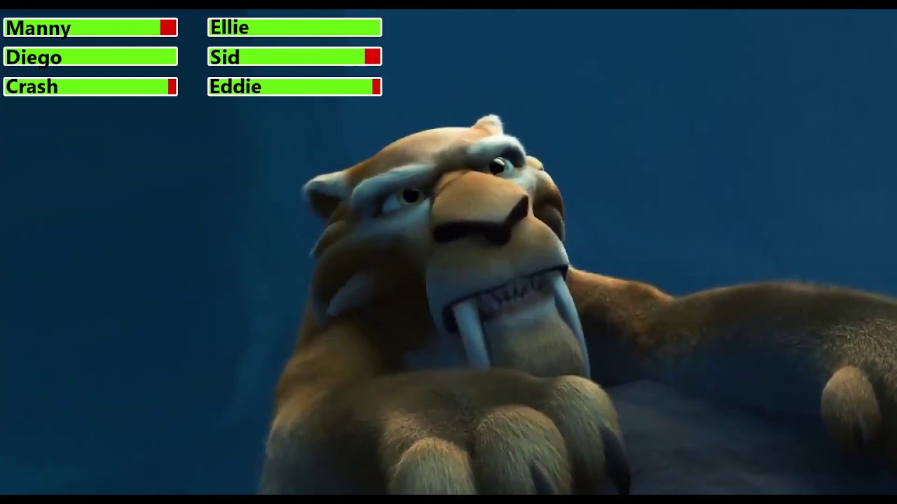 Ice Age: The Meltdown (2006) Cliff Scene with healthbars