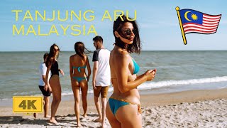 4K Relaxing Beach Walking Tour at Tanjung Aru Beach, Malaysia - First Person View, Travel Vlog
