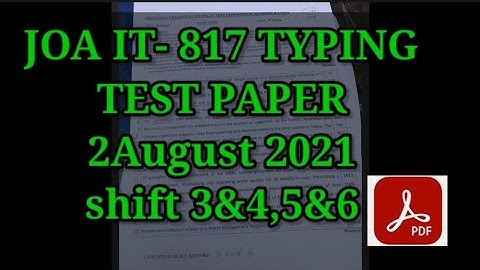 JOA IT 817 TYPING TEST 2 AUGUST SHIFT 3&4, 5&6 #hpssc @hpamiteducation