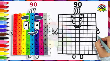 NUMBERBLOCK 90 Drawing & Coloring Tutorial For Kids  | Easy Drawings For Kids