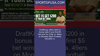 Use DraftKings promo code to get $200 bonus bets by targeting 49ers vs. Colts on MNF, T.. #shorts