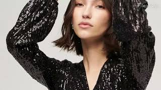 FTAB Sequin Wrap Mini Dress, Black Angle Sequins Color: Black Angle Sequins