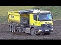 Power in mud - Mercedes Arocs with trailer