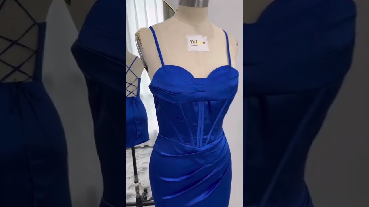 Royal Blue Satin Homecoming Dresses 