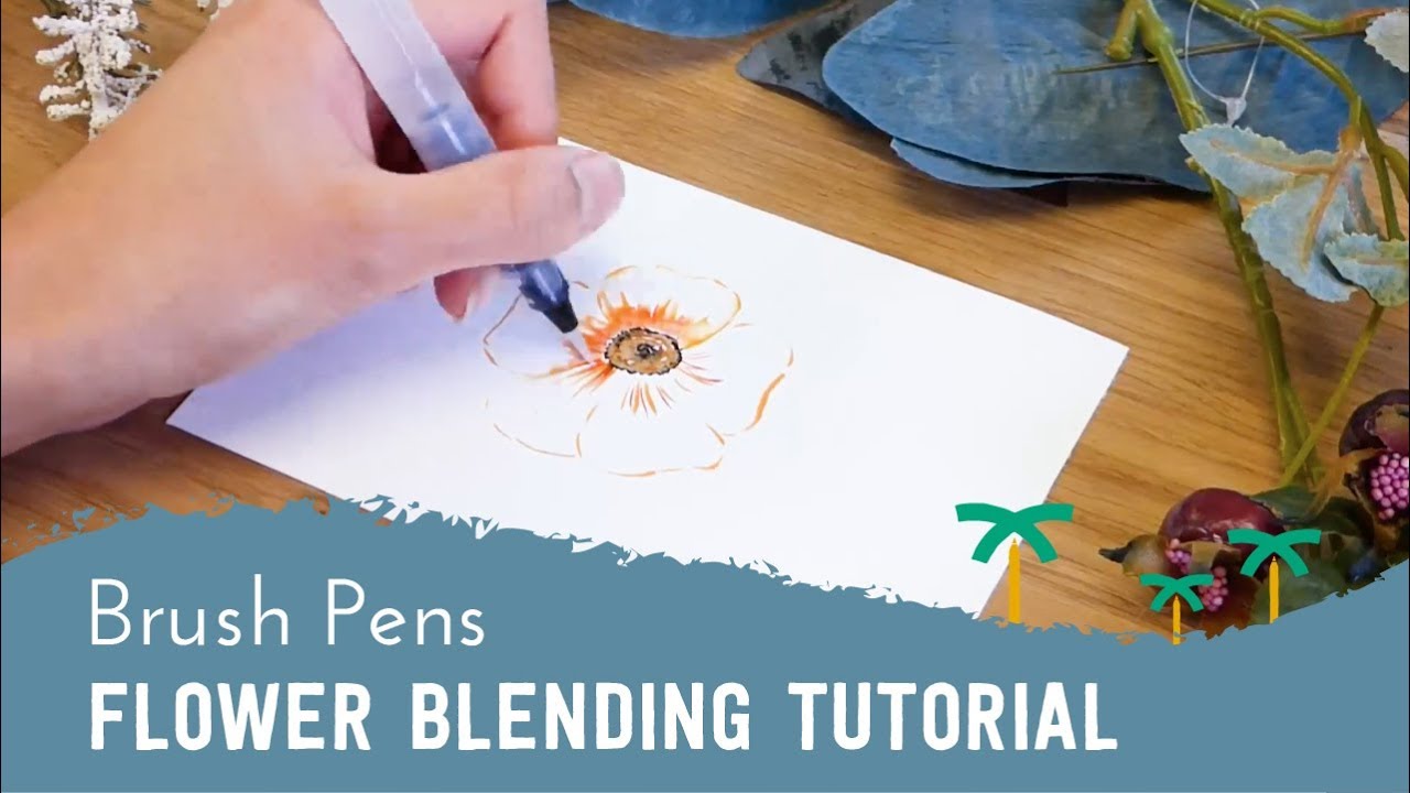 Brush Pen Drawing - Orange Flower Blending Tutorial | Stationery Island