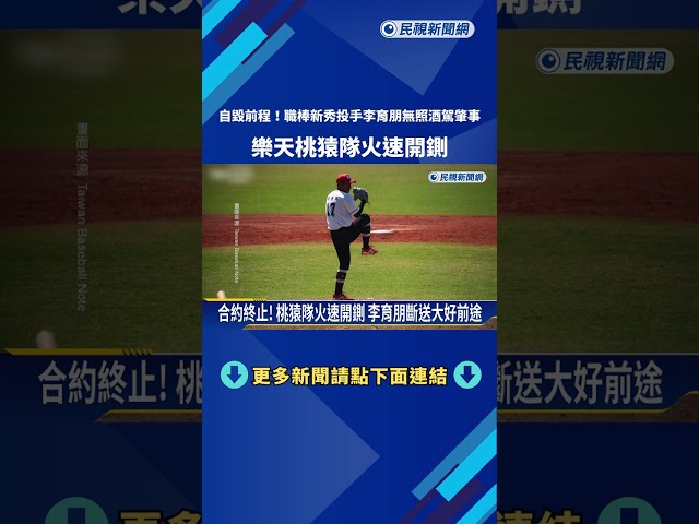 職棒新秀投手李育朋無照酒駕肇事 桃猿火速開鍘－民視新聞