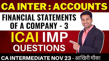 Financial Statements of Company | Part - 3 | CA Inter (Nov 2023 Attempt) Accounts  Ch 4 Unit 1