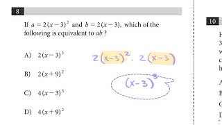 Question 8 - SAT Math (Calc) - SAT/ACT Diagnostic V3.2