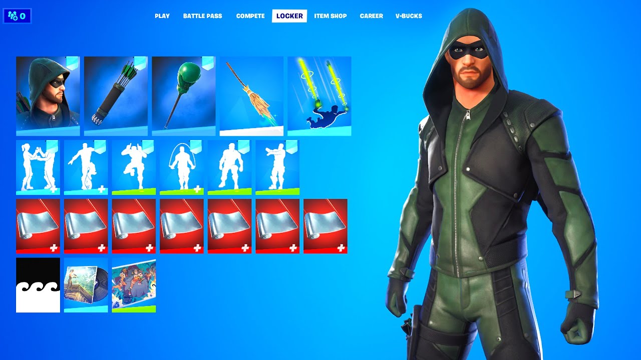 NEW Green Arrow Set Showcase With Leaked Emotes! (Fortnite Crew Pack)