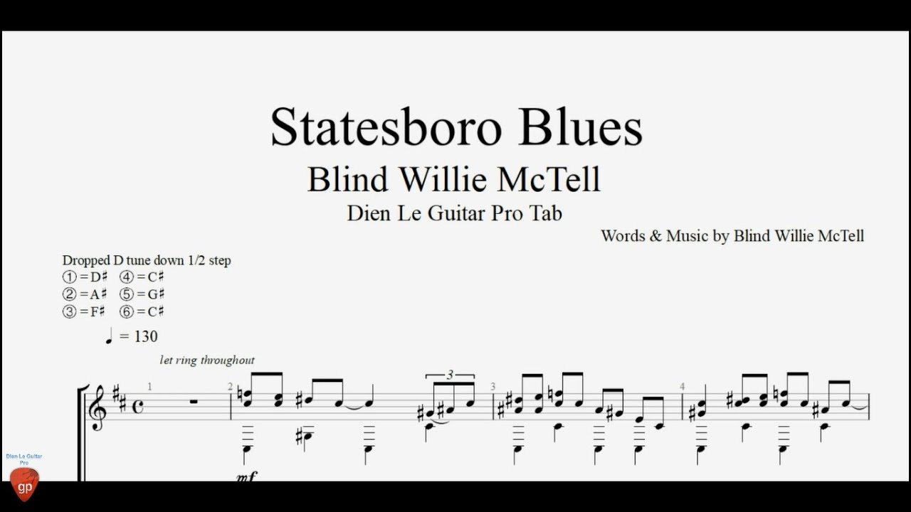 How to Play Statesboro Blues by Blind Willie McTell on Guitar (Easy TABs) YouTube