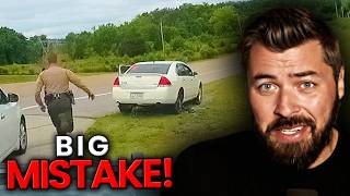 Woman Suddenly Flees Moments After Cop Changes Her Tire