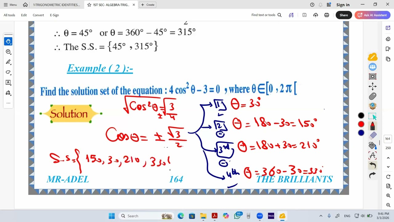 1ST SEC - P3 - TRIGONOMETRIC IDENTITIES AND SOLVING TRIG-EQUATIONS