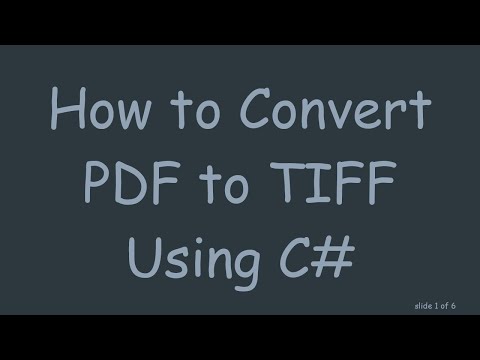 How to Convert PDF to TIFF Using C#