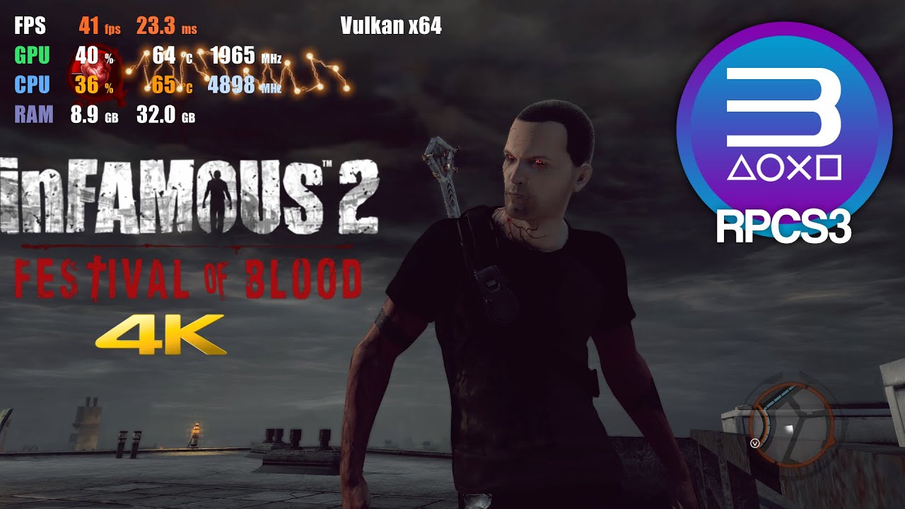 RPCS3 0.0.15 | inFamous Festival of Blood 4K UHD | PS3 Emulator ...