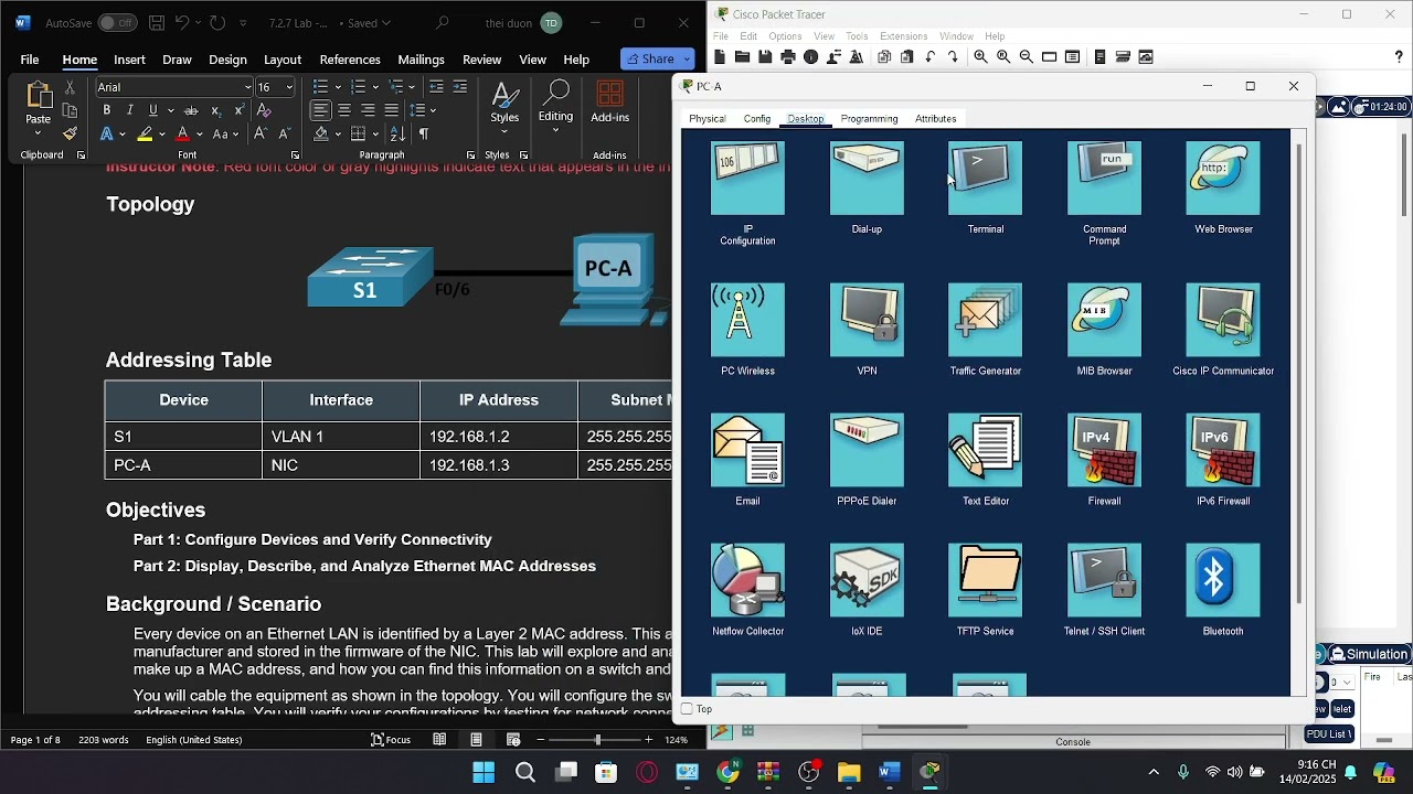 7.2.7 Lab - View Network Device MAC Addresses