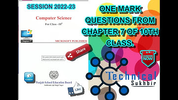 10TH || PSEB CHAPTER 7 || COMPUTER SCIENCE || ENGLISH MEDIUM || 2022-23 || ONE MARKS QUESTIONS ||