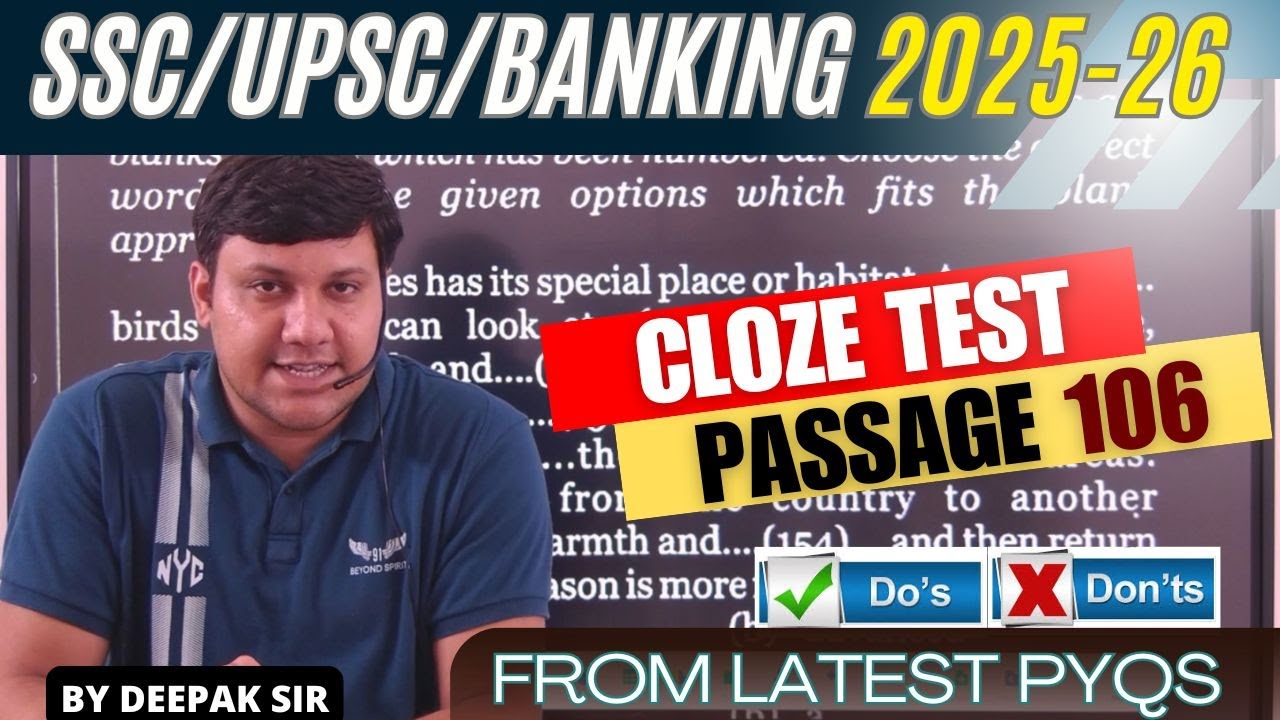 2026 EXAM GOALS I CLOZE TEST 106 I BEST TIPS AND TRICKS BY DEEPAK SIR I 