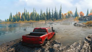 Extreme OffRoad Driving Simulator Game Crossing Dangerous River in Spintires SnowRunner screenshot 1