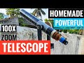 Home made telescope 🔭 moon zoom with 100x