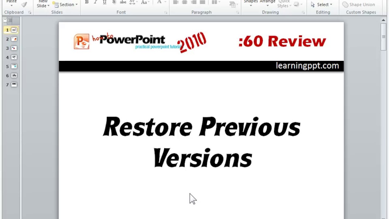 how to recover a previous version of a powerpoint presentation