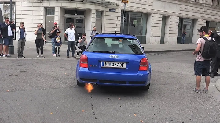 Audi RS4 B5 TERRORIZING Vienna! - LOUD ANTILAG Sound & FLAMES!