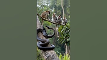 😱👉 Balck Cobra Attacking monkey #cobra #snake #python #monkey #trendingshorts #viralshort #ytshorts