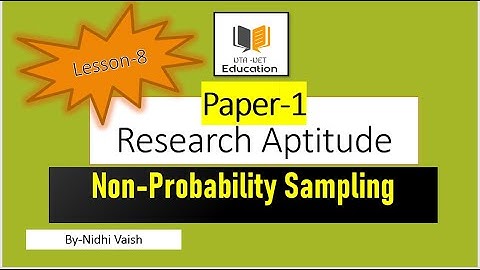 Sampling Techniques  | Non-Probability Sampling Technique  || Research Aptitude -Class-8