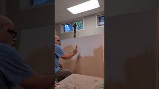 Sizing large canvas, taut like a drum! Shout out to Michael's for gr8 service and art supplies.