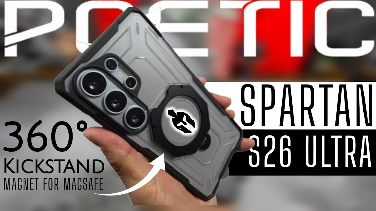 Poetic Spartan Clear/Black Case for Samsung Galaxy S26 Ultra | 360° Kickstand w/Magsafe 