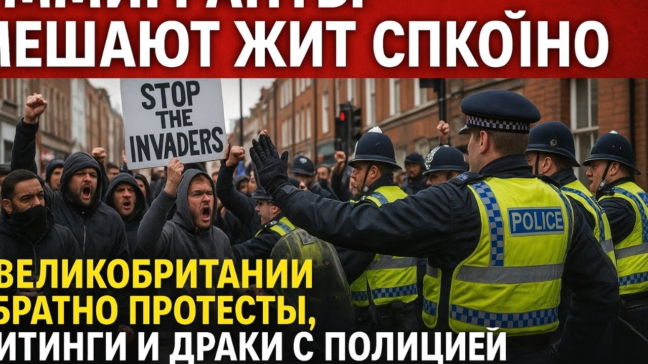 Иммигранты мешают жить спокойно , в Великобритании обратно протесты митинги и драки с полицией