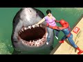 GTA 5 Water Ragdolls | Spiderman vs Megalodon ep.4