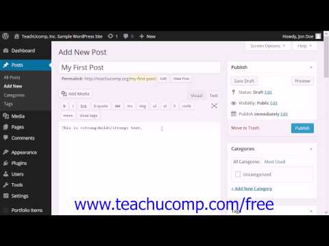 WordPress 4.0 Training Tutorial Creating a New Post