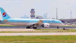 Korean Air Flight 32 Boeing 787-9 HL8083 Taking Off to Seoul Inchon Airport at DFW AIrport