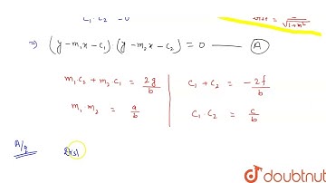 If the lines represented by the equation ax^(2)+2hxy+by^(2)+2gx+2fy+c=0 are equidistant from the...