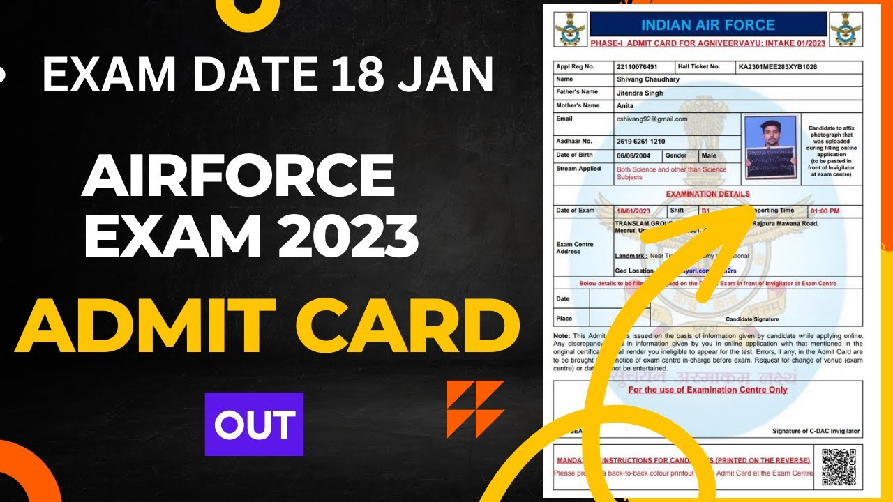 Airforce XY Group Bharti Admit Card | Full Details | Airforce Exam 2023 |