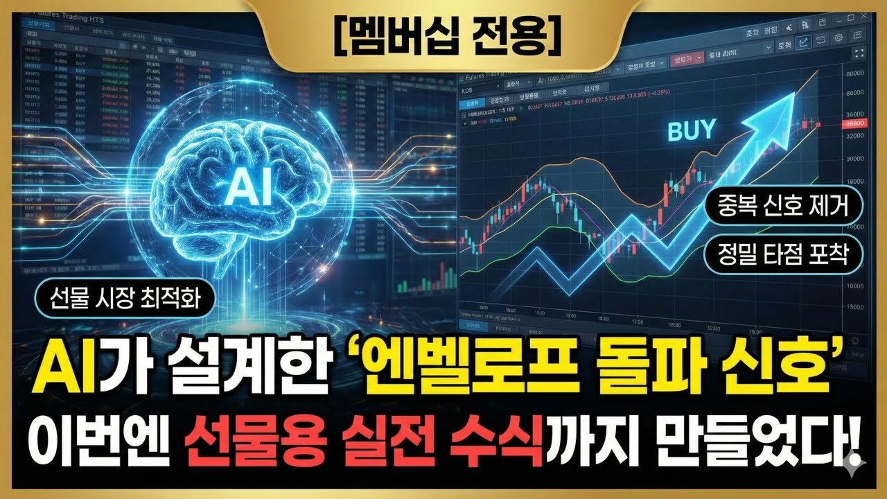 ⁣[멤버십 전용] AI가 설계한 ‘엔벨로프 돌파 신호’… 이번엔 선물용 실전 수식까지 만들었다!