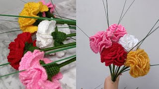 flores tejidas a crochet-CLAVEL / súper fácil y rápido.
