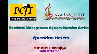 Data Base Task 39 | 1st Year | Semester 01 | Java Institute