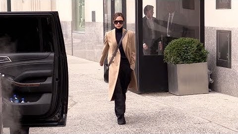 Designer Victoria Beckham running errands in New York City.